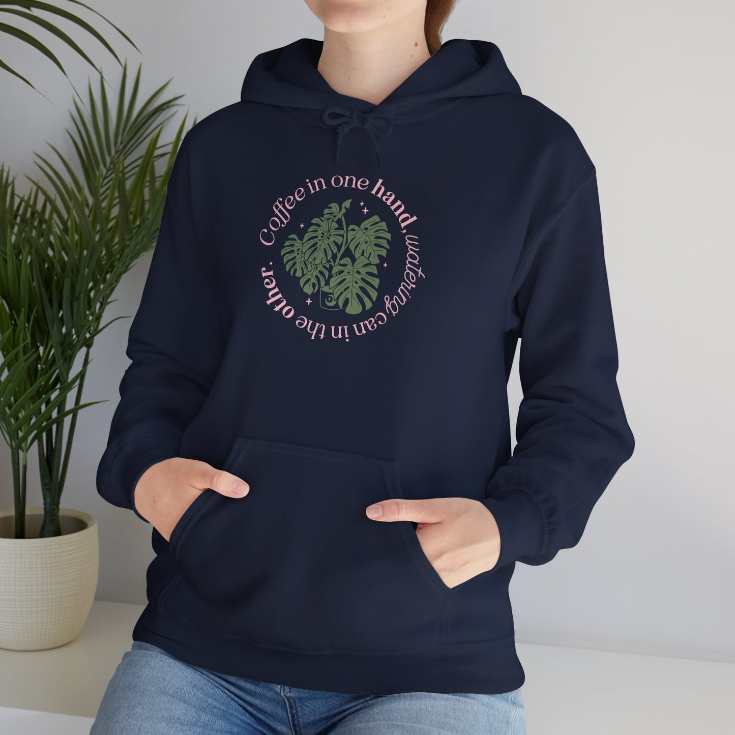 "Coffee in one hand, watering can in the other" Sweatshirt | Cozy Gift for Plant Lovers, Casual Wear, Eco-Friendly Style