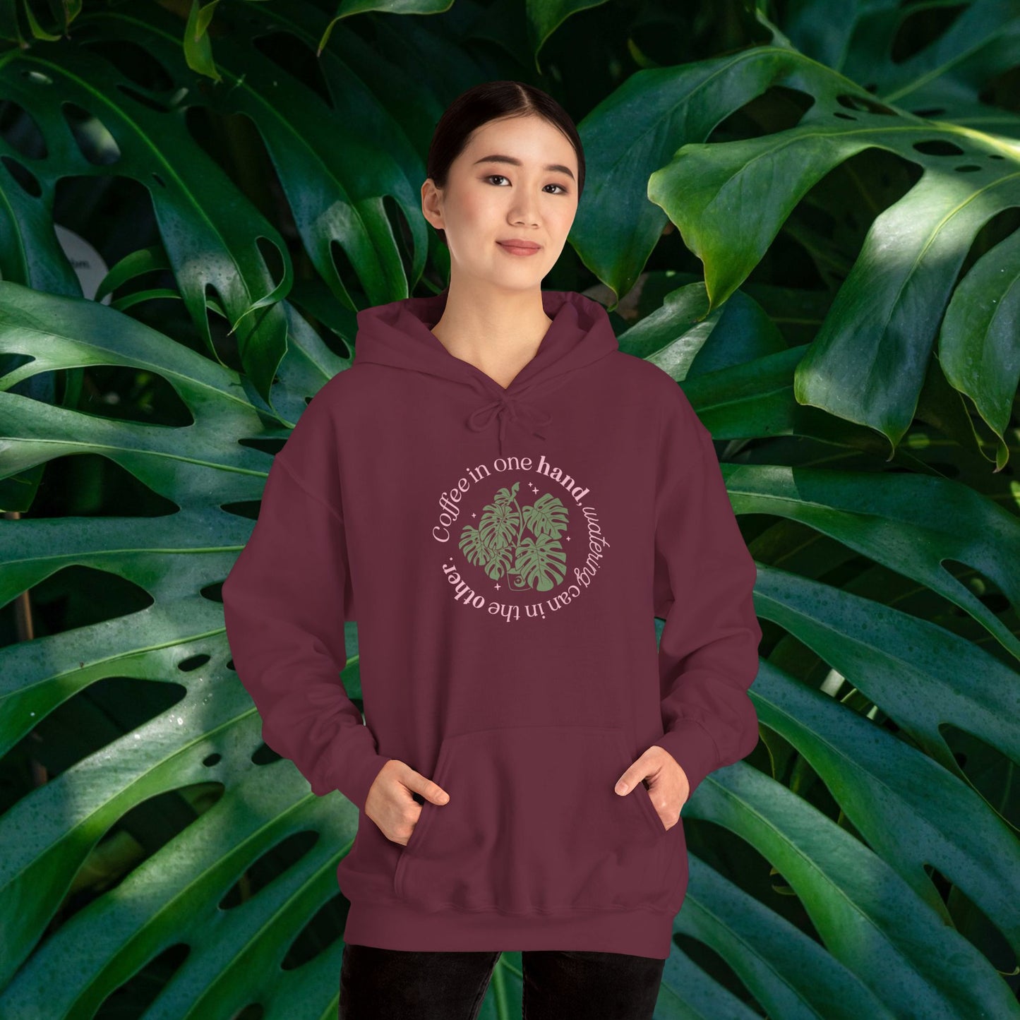 "Coffee in one hand, watering can in the other" Sweatshirt | Cozy Gift for Plant Lovers, Casual Wear, Eco-Friendly Style