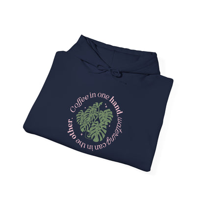 "Coffee in one hand, watering can in the other" Sweatshirt | Cozy Gift for Plant Lovers, Casual Wear, Eco-Friendly Style