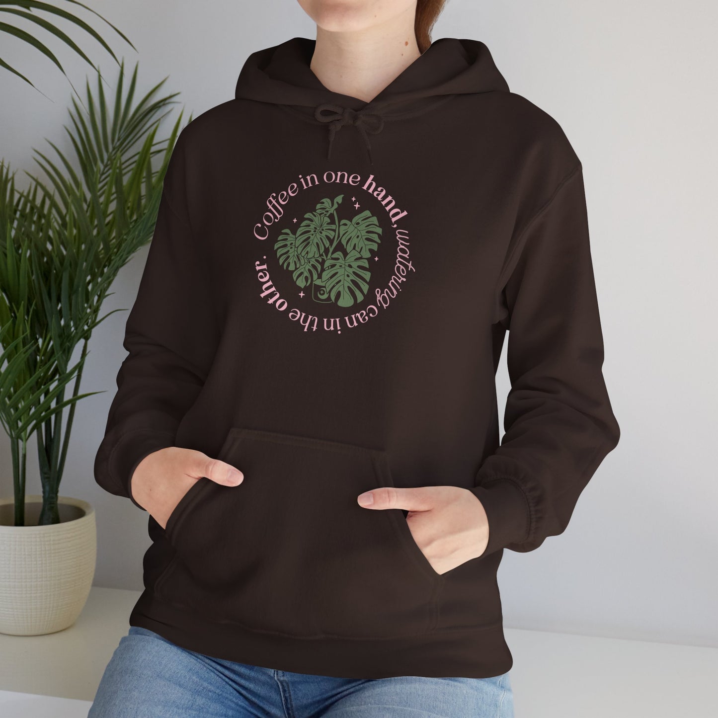 "Coffee in one hand, watering can in the other" Sweatshirt | Cozy Gift for Plant Lovers, Casual Wear, Eco-Friendly Style