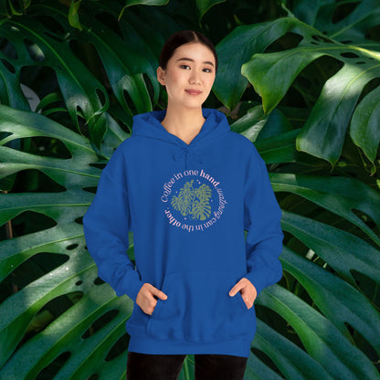 "Coffee in one hand, watering can in the other" Sweatshirt | Cozy Gift for Plant Lovers, Casual Wear, Eco-Friendly Style