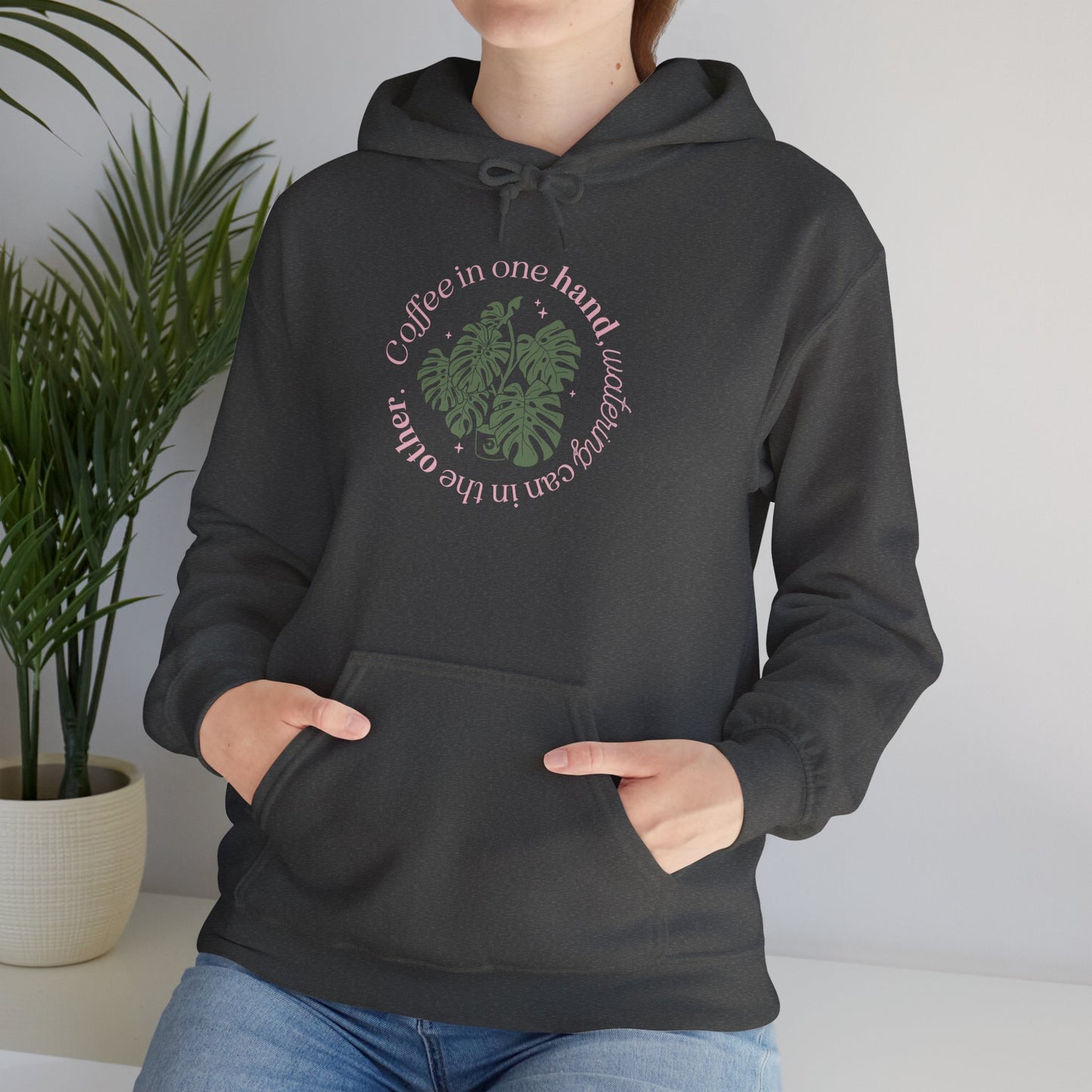 "Coffee in one hand, watering can in the other" Sweatshirt | Cozy Gift for Plant Lovers, Casual Wear, Eco-Friendly Style