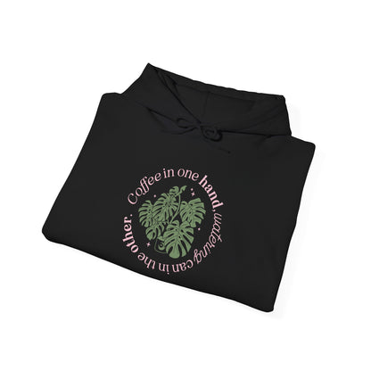 "Coffee in one hand, watering can in the other" Sweatshirt | Cozy Gift for Plant Lovers, Casual Wear, Eco-Friendly Style