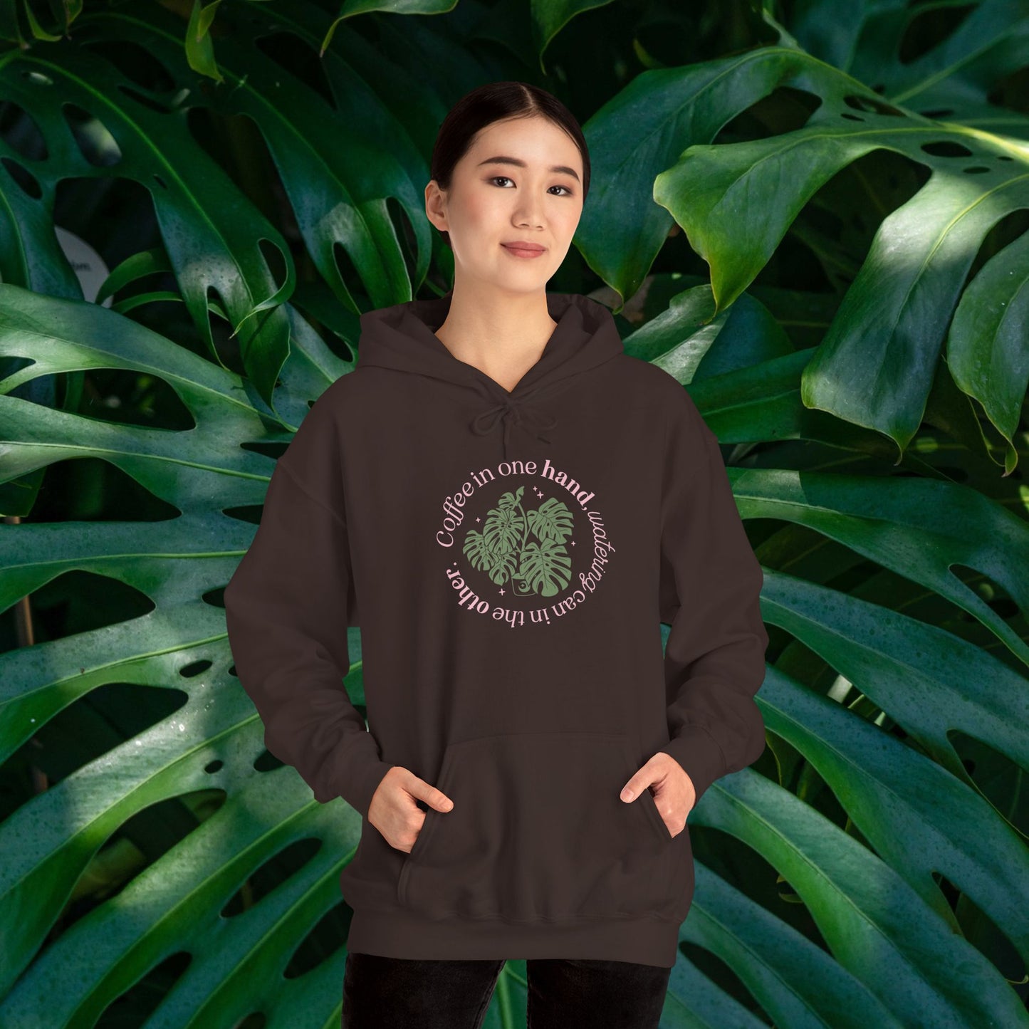 "Coffee in one hand, watering can in the other" Sweatshirt | Cozy Gift for Plant Lovers, Casual Wear, Eco-Friendly Style