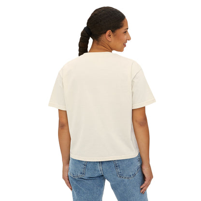 Women's Boxy Tee - Vintage Car & Tropical Plants Design - Perfect for Summer Adventures
