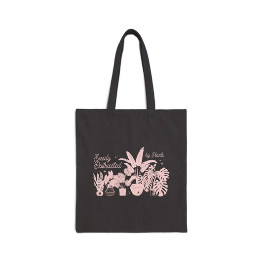 Plant Lover Tote Bag — "Easily Distracted by Plants" Canvas Grocery & Market Bag