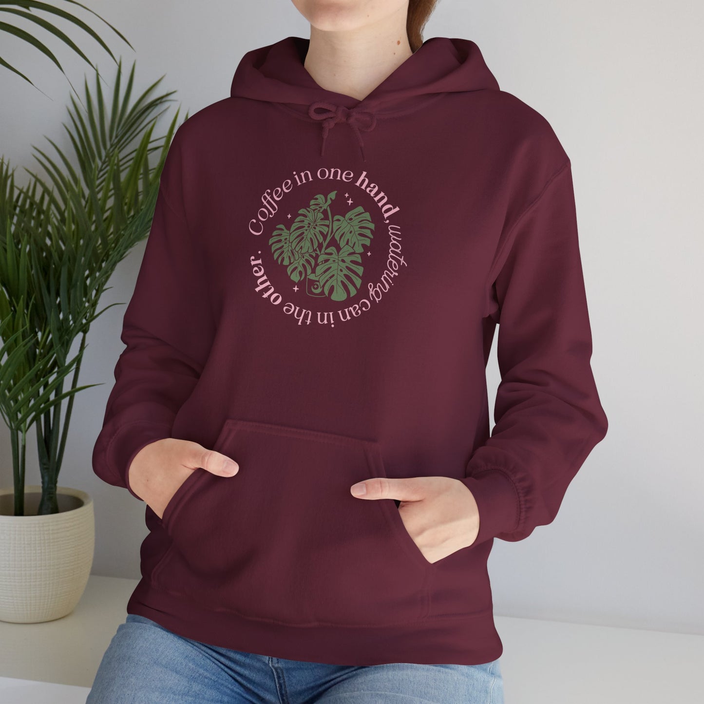 "Coffee in one hand, watering can in the other" Sweatshirt | Cozy Gift for Plant Lovers, Casual Wear, Eco-Friendly Style