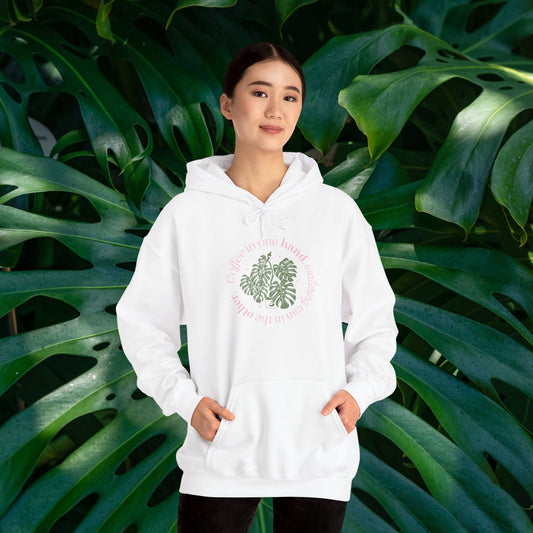 "Coffee in one hand, watering can in the other" Sweatshirt | Cozy Gift for Plant Lovers, Casual Wear, Eco-Friendly Style