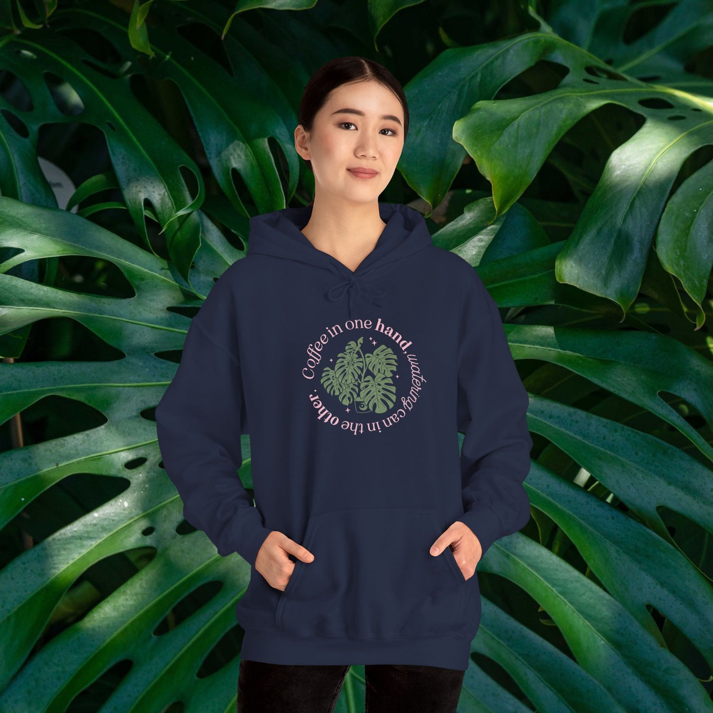 "Coffee in one hand, watering can in the other" Sweatshirt | Cozy Gift for Plant Lovers, Casual Wear, Eco-Friendly Style