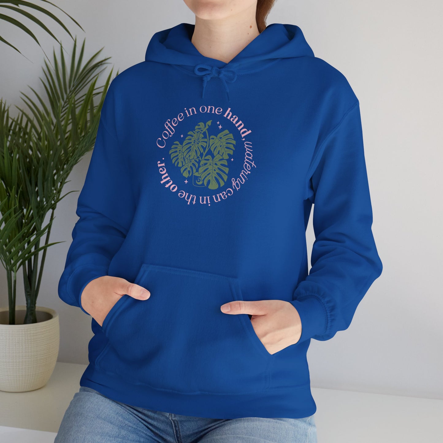 "Coffee in one hand, watering can in the other" Sweatshirt | Cozy Gift for Plant Lovers, Casual Wear, Eco-Friendly Style